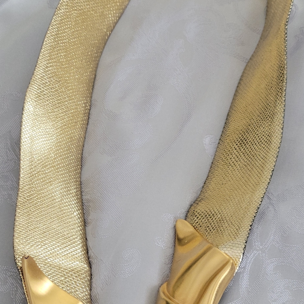 Judith Leiber Gold Lizard Women's Belt With Gold Color Buckle 38 - Picture 11 of 12